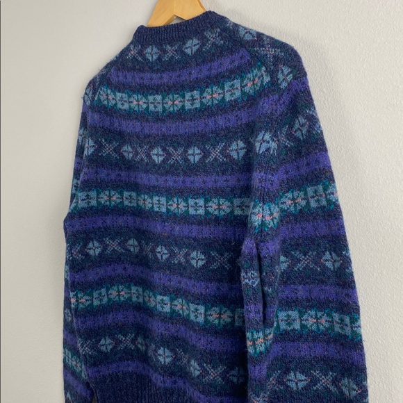 Nordstrom Vintage Scottish Shetland Wool Fair Isle Knit LS Crewneck Sweater - Picture 8 of 14